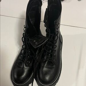 Women's Black Lace-Up Combat Boots